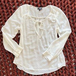 The Limited | Cream Sheer Polka Dot Blouse